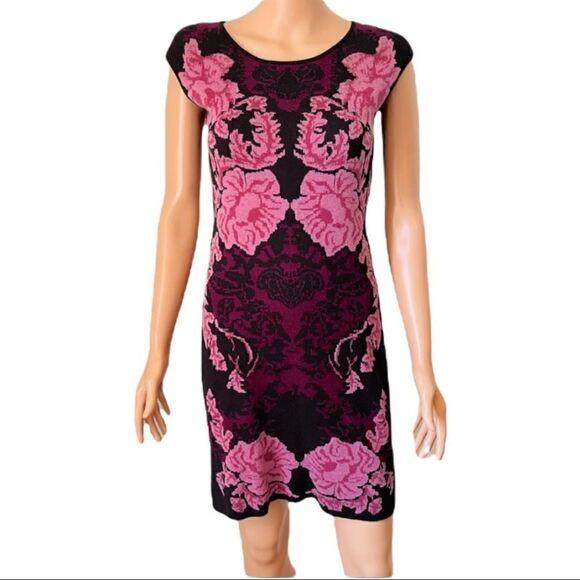 Ann Taylor Pink Floral Sweater Bodycon Dress - Picture 1 of 9